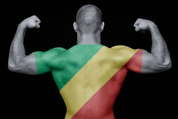 Tyłu Atletyczny Młodzieniec Noszenie Shirt Flaga Narodowa Republika Konga Czarnym — Zdjęcie stockowe