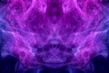 Kalın renkli mavi ve pembe siyah Yalıtılmış zemin bir kelebek şeklinde duman. Vape duman kökenli. MoCap cool t-shirt için