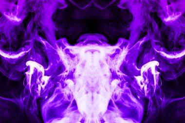 Bir kafatası, canavar, dragon siyah Yalıtılmış zemin şeklinde mor duman bulutu. Vape duman kökenli. MoCap cool t-shirt için