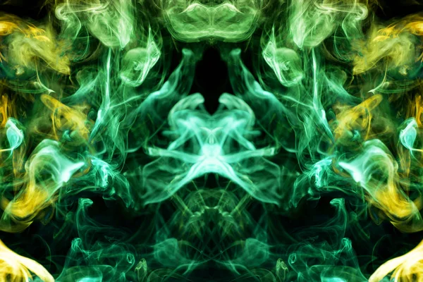 Fumo Denso Multicolore Colori Gialli Verdi Sotto Forma Teschio Mostro — Foto Stock