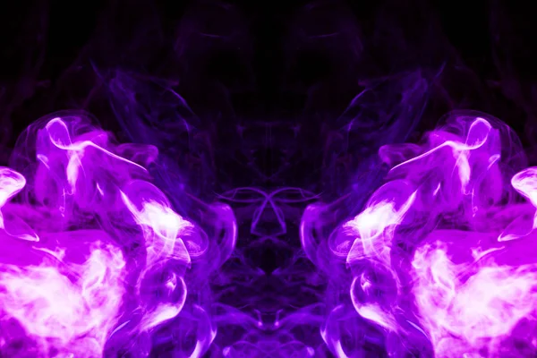 Dense Multicolored Smoke Purple Colors Form Skull Monster Dragon Black — Stock Photo, Image