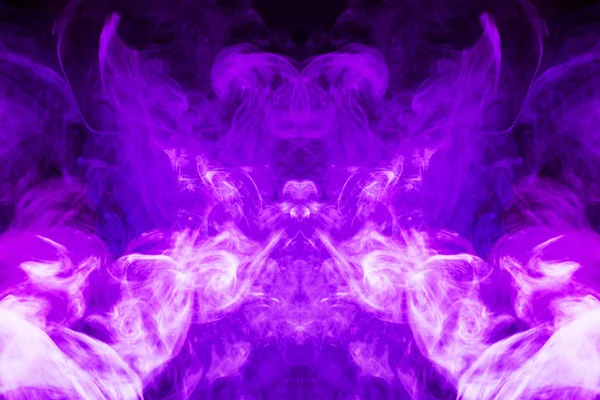 Dense Multicolored Smoke Purple Colors Form Skull Monster Dragon Black — Stock Photo, Image