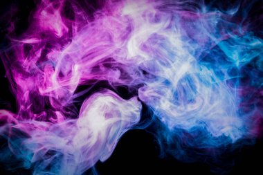 Kalın renkli duman pembe, mavi siyah Yalıtılmış zemin. Vap duman arka plan