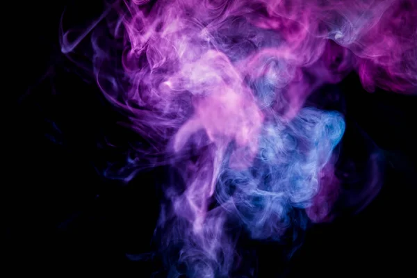 Humo Color Rosa Azul Sobre Fondo Negro Aislado Antecedentes Del — Foto de Stock