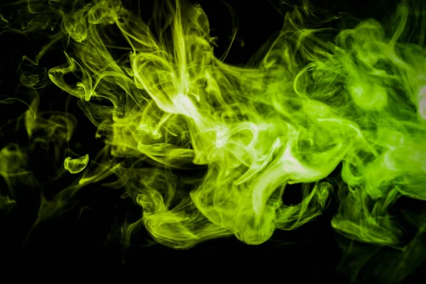 Humo Verde Amarillo Sobre Fondo Negro Aislado Antecedentes Del Humo — Foto de Stock