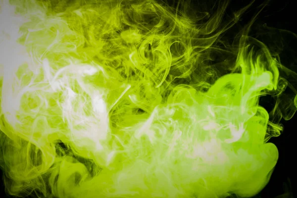 Fumo Colorato Verde Giallo Fondo Nero Isolato Sfondo Dal Fumo — Foto Stock