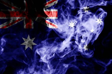 Avustralya Ulusal bayrak üzerinden kalın siyah bir izole arka plan üzerinde duman renkli 