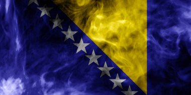 Bosna Hersek Ulusal bayrak üzerinden kalın siyah bir izole arka plan üzerinde duman renkli 