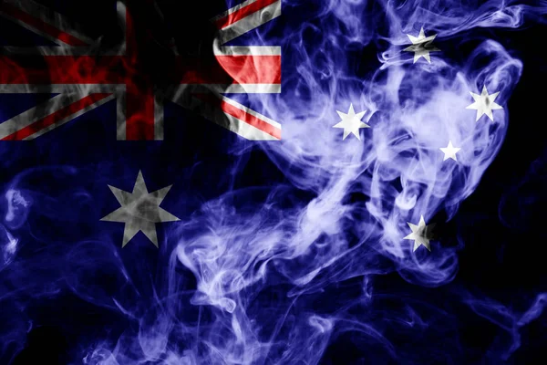 Bandera Nacional Australia Humo Color Grueso Sobre Fondo Negro Aislado —  Fotos de Stock