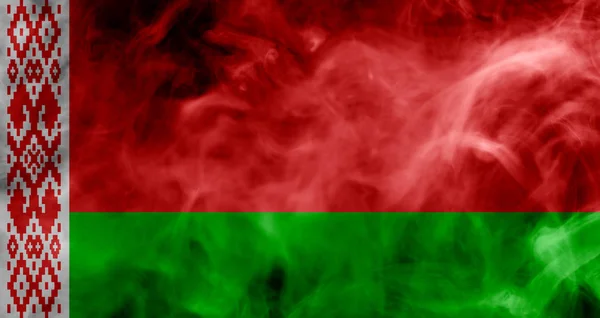 Государственный Флаг Белоруссии Густого Цветного Дыма Черном Изолированном Фоне — стоковое фото