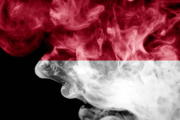 National Flag Indonesia Thick Colored Smoke Black Isolated Background — Stock Photo, Image