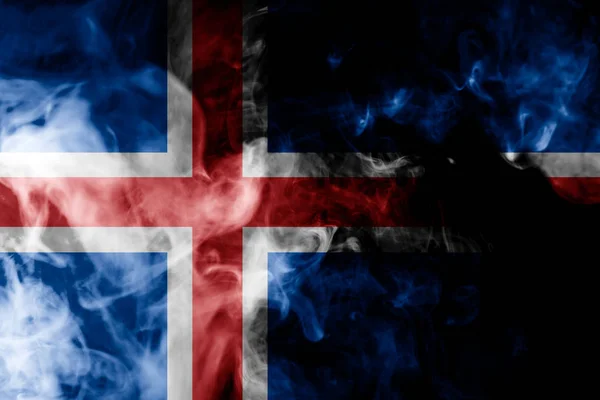 Bandera Nacional Islandia Humo Color Grueso Sobre Fondo Negro Aislado — Foto de Stock