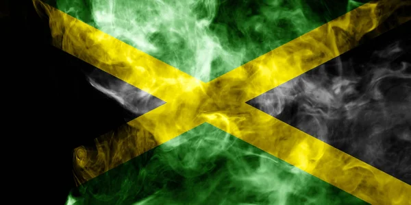 National Flag Jamaica Thick Colored Smoke Black Isolated Background — Stock Photo, Image