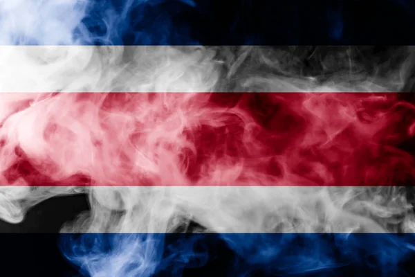 Bandera Nacional Costa Rica Humo Color Grueso Sobre Fondo Negro —  Fotos de Stock