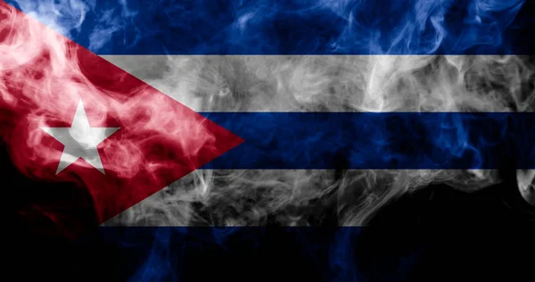 Bandera Nacional Cuba Humo Color Grueso Sobre Fondo Negro Aislado — Foto de Stock