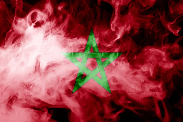 Marokkó Zászlaja Vastag Színes Füst Elszigetelt Fekete Alapon — Stock Fotó