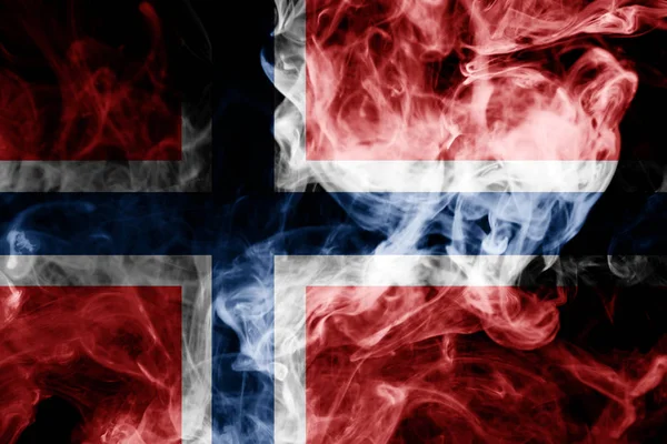 Bandera Nacional Noruega Humo Color Grueso Sobre Fondo Negro Aislado — Foto de Stock