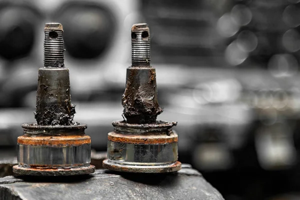 Close Heavily Worn Front Ball Joint Table Car Repair Shop — Stock Photo, Image