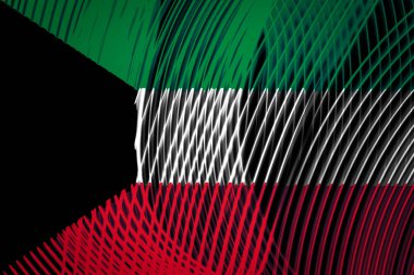 Neon geometrik çizgili arka plan üzerine Kuveyt Ulusal bayrak