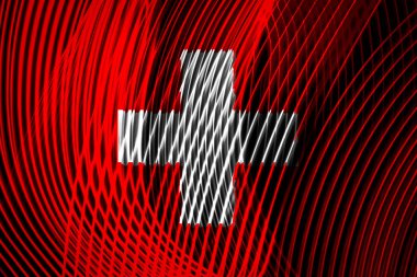 İsviçre Ulusal bayrak neon geometrik çizgili arka planı