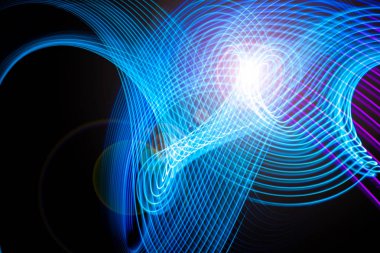 Arka plan mavi, pembe, mor renkli çizgiler. Geometrik estetik kavramı.