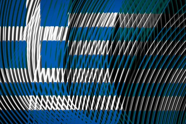 Bandera Nacional Grecia Con Fondo Rayas Geométricas Neón — Foto de Stock