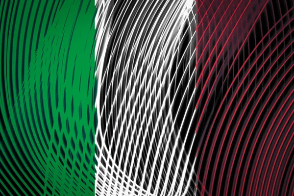 Государственный Флаг Италии Фоне Неоновых Геометрических Полос — стоковое фото