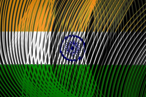 Nationale Vlag Van India Tegen Neon Geometrische Strepen — Stockfoto