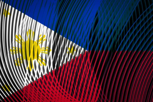 ネオン幾何縞に対してフィリピンの国旗 — ストック写真