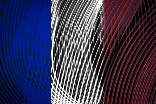 State flag of France on the background of neon geometric stripes