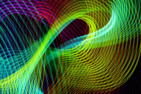 Colorful Pink Yellow Green Blue Neon Spiral Lines Abstract Background — Stock Photo, Image