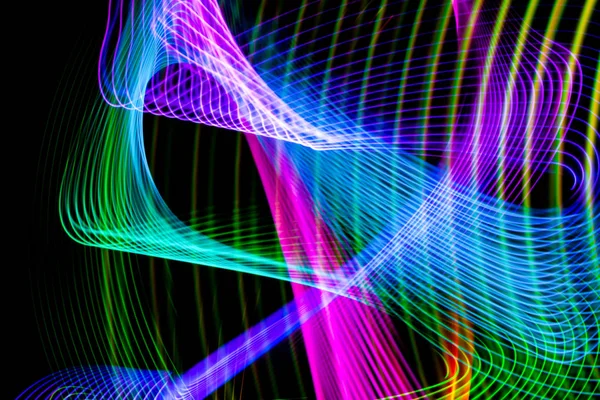 Abstract Light Rainbow Trails Random Motion Background Image Striped Neon — Stock Photo, Image