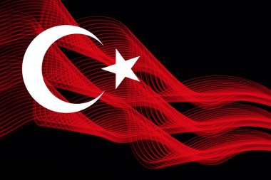 Türkiye nin ulusal bayrak izole bir siyah arka plan üzerine neon parlayan kesişen çizgiler