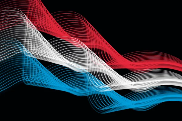 Люксембургский Национальный Флаг Неоновых Светящихся Пересекающихся Линий Черном Изолированном Фоне — стоковое фото