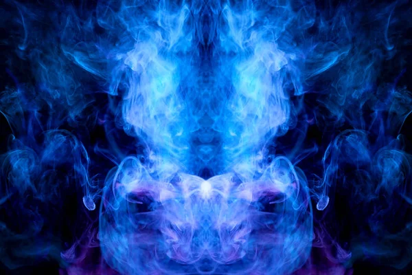 Thick Colorful Smoke Blue Purple Form Skull Monster Dragon Black — Stock Photo, Image