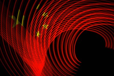 Çin ulusal bayrak arka plan neon geometrik çizgiler üzerinde