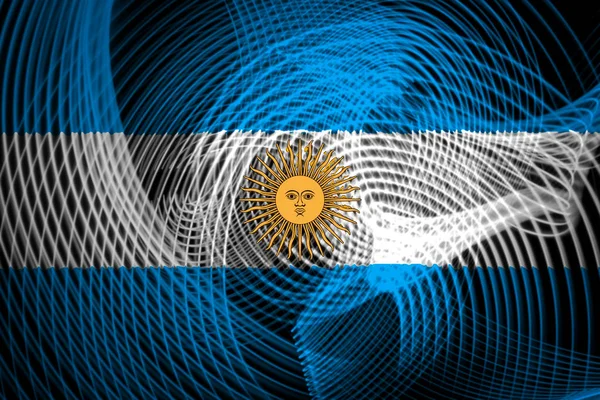 Національний Прапор Аргентини Фоном Неоновий Геометричні Смугами — стокове фото