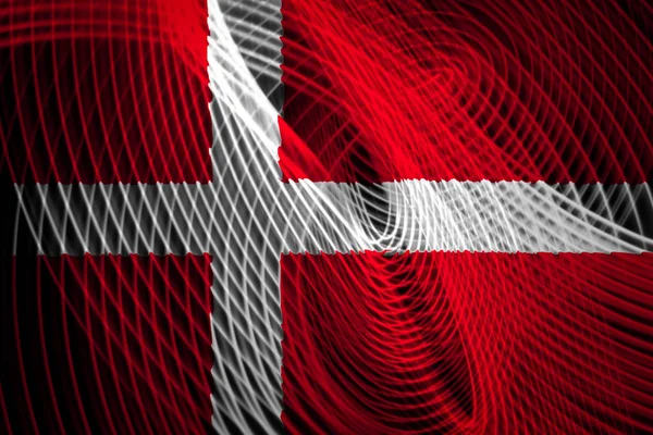 Εθνική Σημαία Της Δανίας Σχετικά Φόντο Νέον Γεωμετρικά Ρίγες — Φωτογραφία Αρχείου