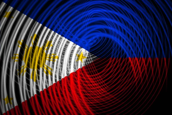 Bandera Nacional Filipinas Fondo Rayas Geométricas Neón — Foto de Stock