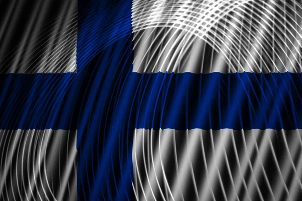 Bandera Nacional Finlandia Fondo Rayas Geométricas Neón — Foto de Stock