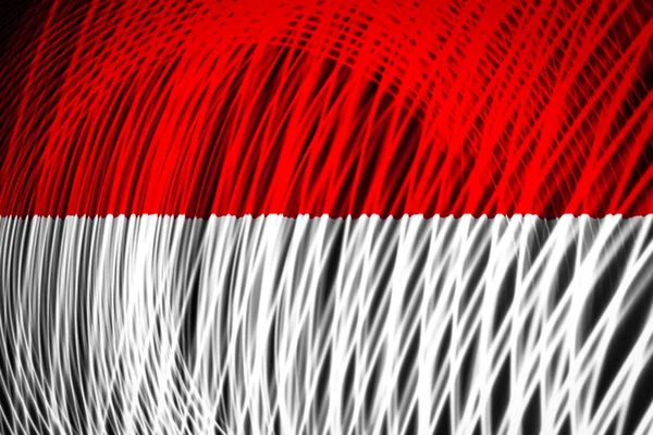 Bendera Nasional Indonesia Pada Latar Belakang Garis Garis Geometri Neon — Stok Foto