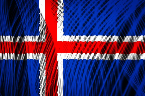 Bandeira Nacional Islândia Fundo Listras Geométricas Néon — Fotografia de Stock