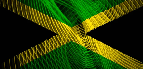 Flaga Narodowa Jamajka Tle Neon Geometryczne Paski — Zdjęcie stockowe