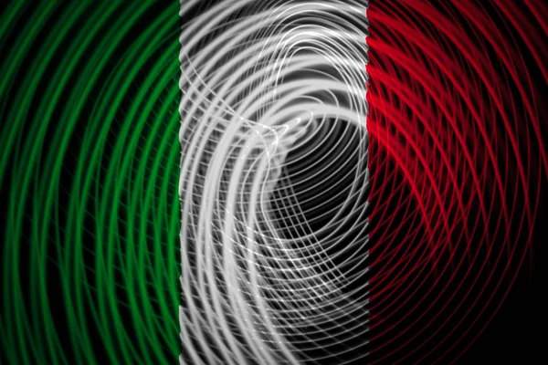 Εθνική Σημαία Της Ιταλίας Σχετικά Φόντο Νέον Γεωμετρικά Ρίγες — Φωτογραφία Αρχείου