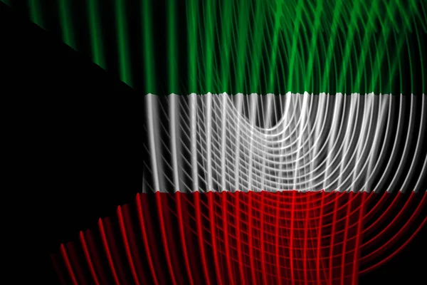 Kuveyt bayrağı arka plan neon geometrik çizgiler üzerinde