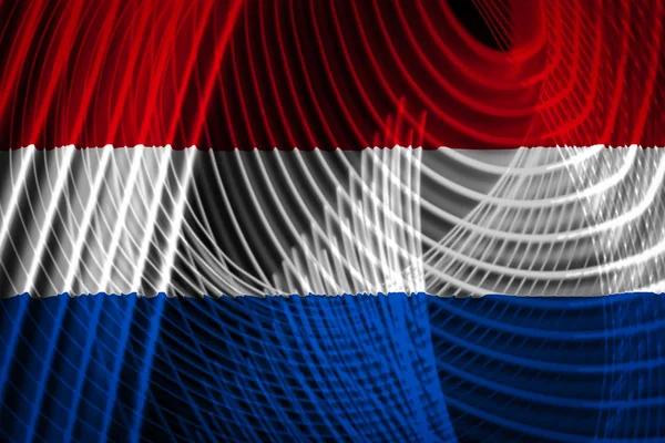 Bandeira Nacional Holanda Fundo Listras Geométricas Néon — Fotografia de Stock