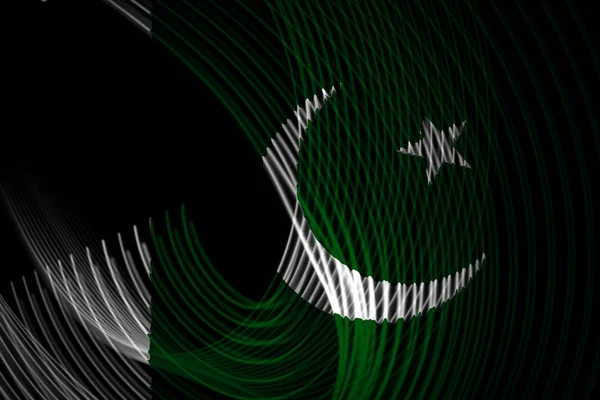 巴基斯坦国旗上的背景霓虹灯几何条纹 — 图库照片