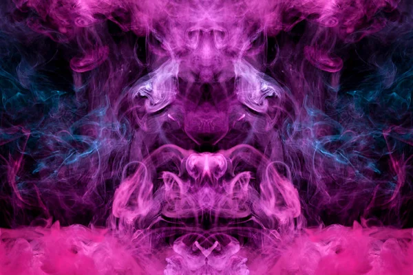 Thick Colorful Smoke Pink Purple Form Skull Monster Dragon Black — Stock Photo, Image