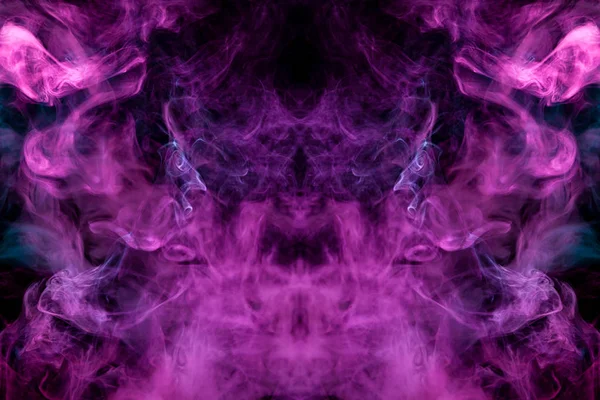 Espessa Fumaça Colorida Rosa Roxo Forma Crânio Monstro Dragão Fundo — Fotografia de Stock