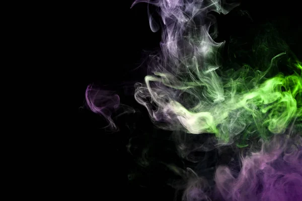 Thick Pink Green Smoke Black Isolated Background Background Smoke Vap — Stock Photo, Image